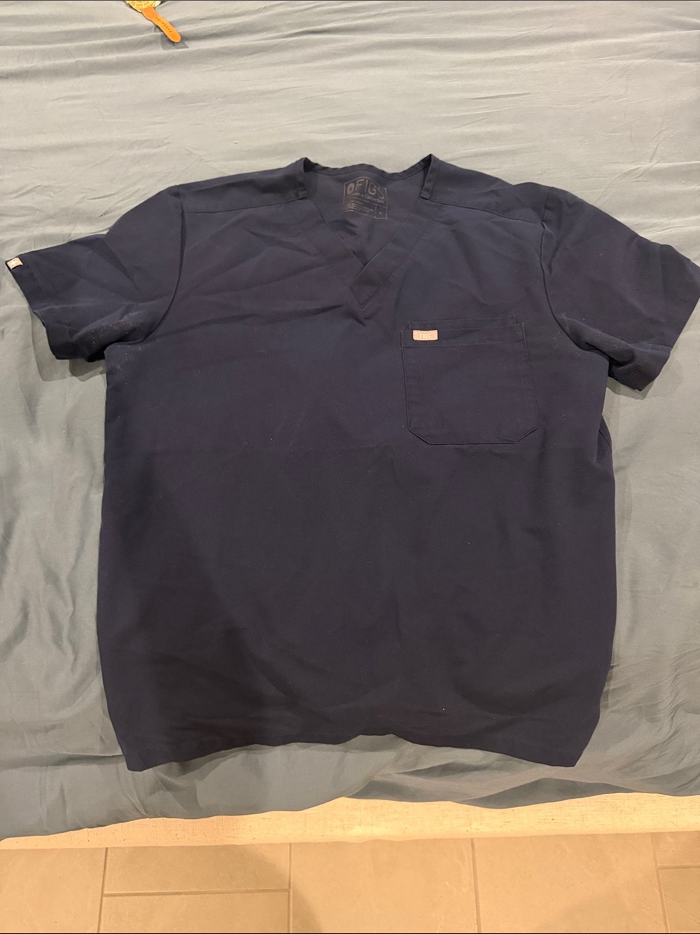 Figs Navy V-Neck Short Sleeve Scrub Top